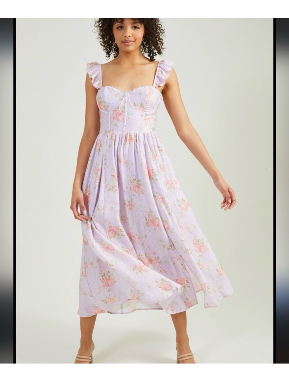 Altar'd State Lilac Floral Midi Dress